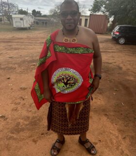 Bheki Vilane in traditional Eswatini attire on the day of the launch of our INTEGRATION project at Sithobela Health Center (SHC).
